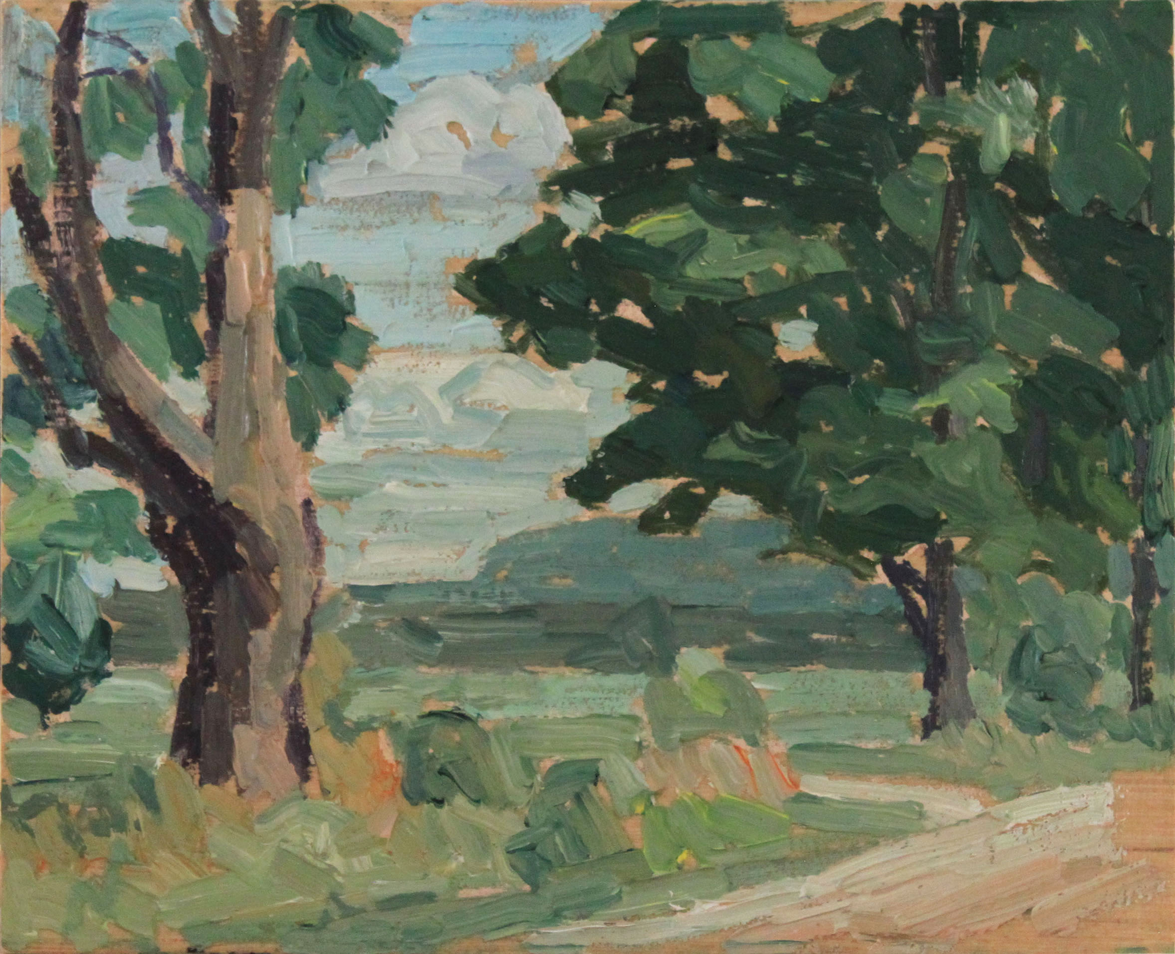 French's Hill, 8" x 9.5", oil on wood, $180