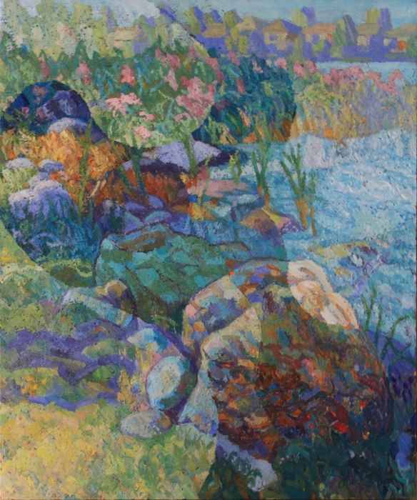 Summer Shore, oil on wood, 36" x 30", sold